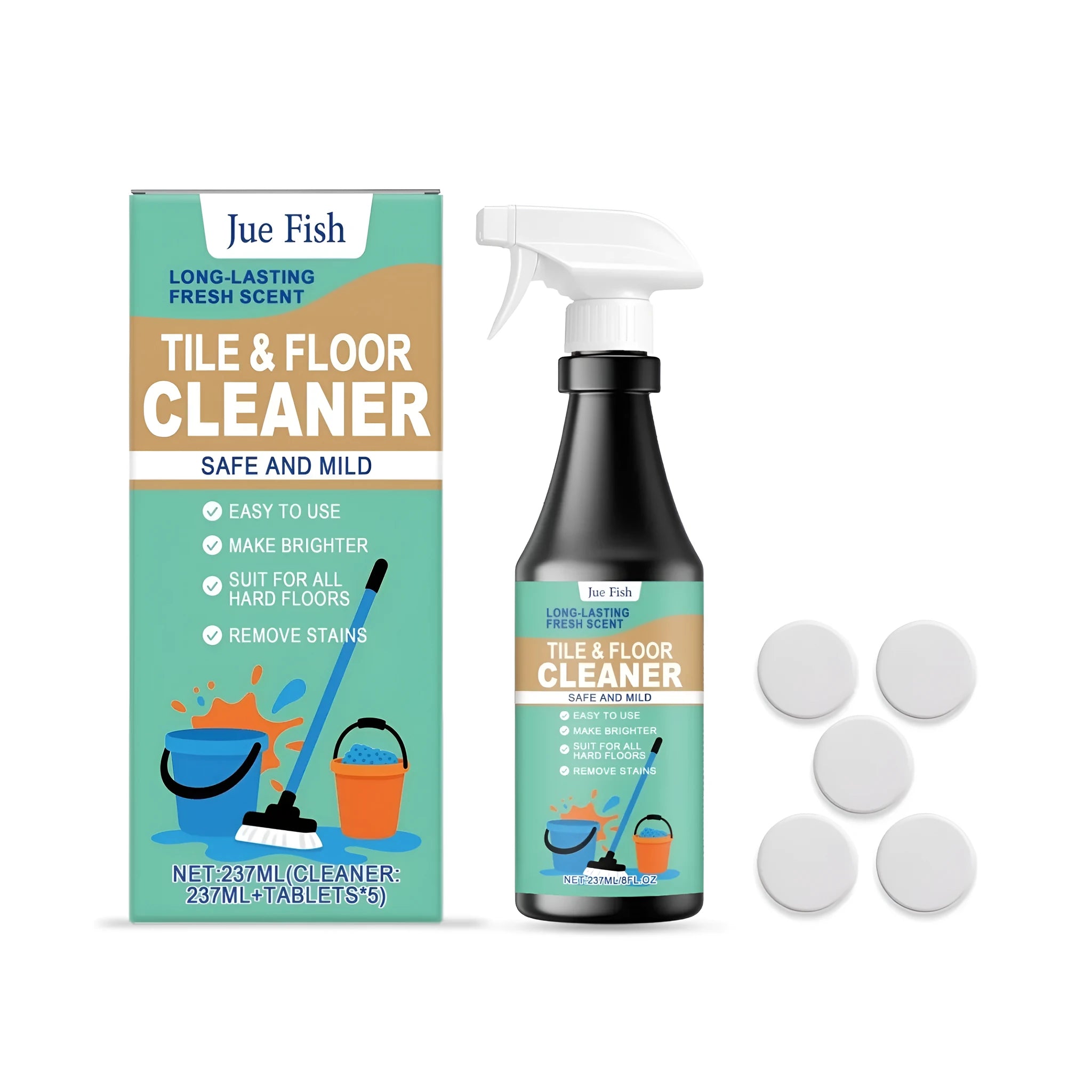 237ml floor cleaner spray bottle with cleaning tablets and lemon essence