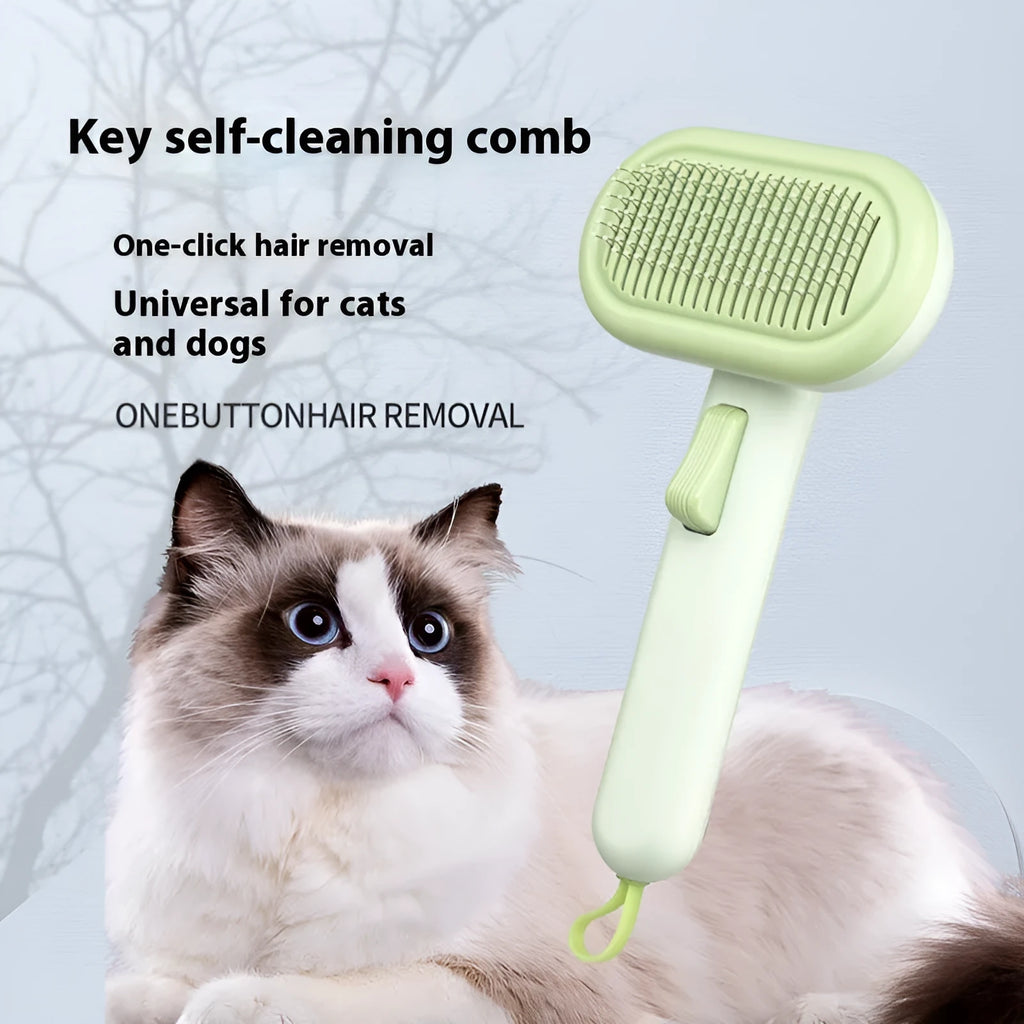 Large pet grooming comb with stainless steel blades for cat and dog hair removal in light grey colour