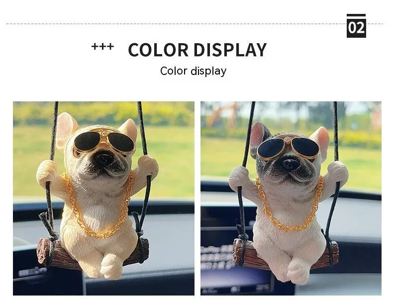 Resin bulldog cartoon-style car hanging ornament for rearview mirror decoration