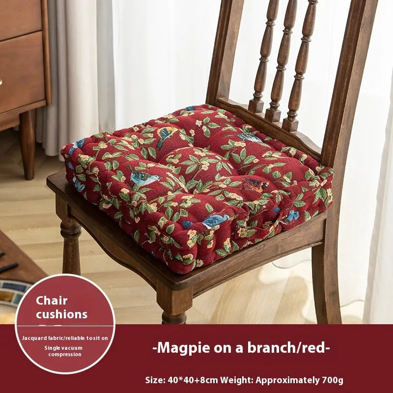 American style dining chair cushion with flower pattern, 40×40×8cm dimensions with pp cotton filling for waist support