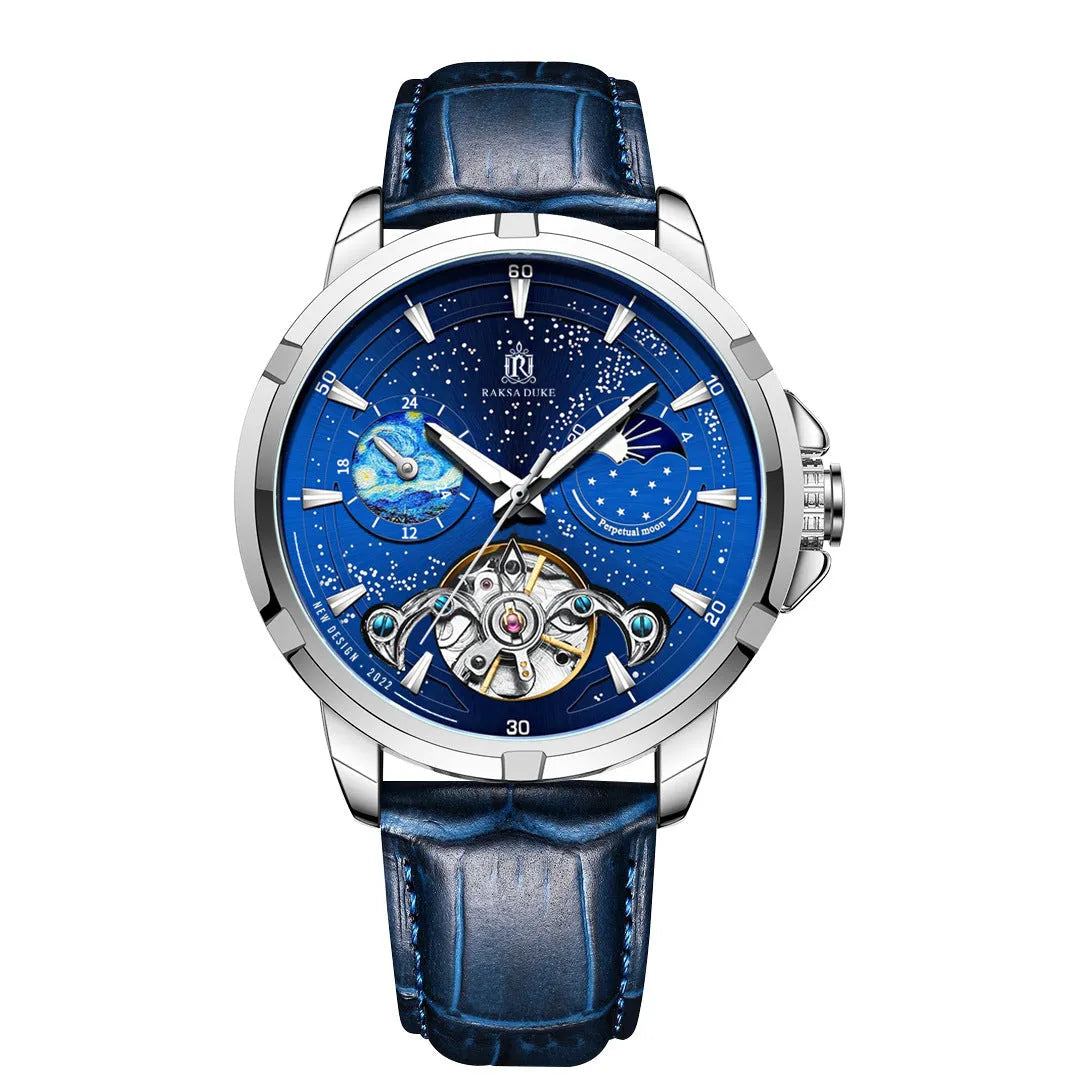 Men's T885B automatic mechanical watch with blue dial and stainless steel case