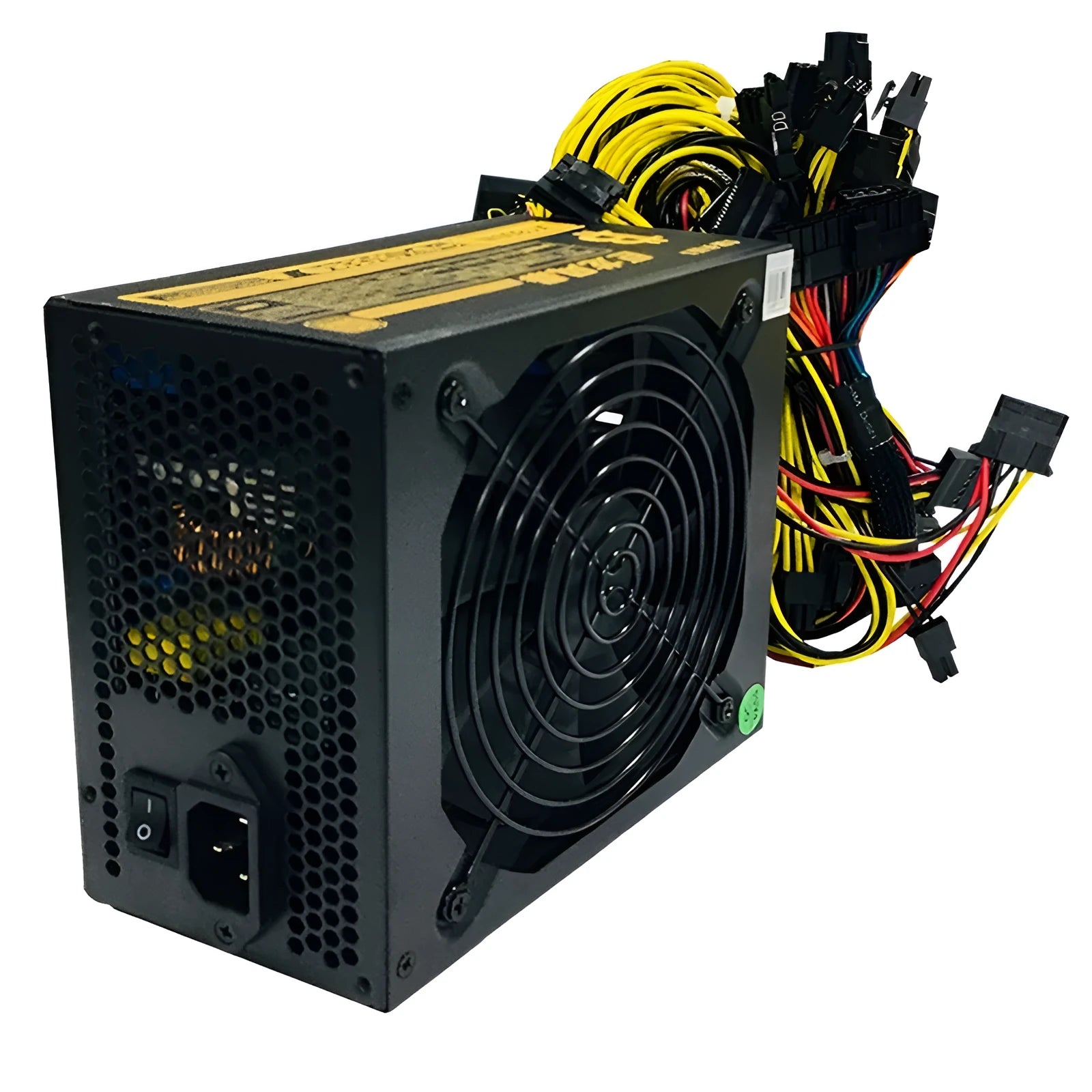 Black ATX server power supply unit with multiple cable connectors for high-wattage computing systems