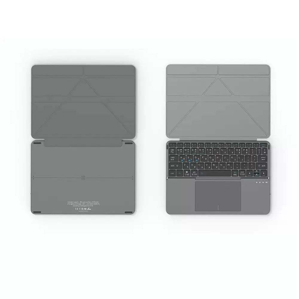 Grey wireless Bluetooth folding keyboard compatible with mobile phones and tablets