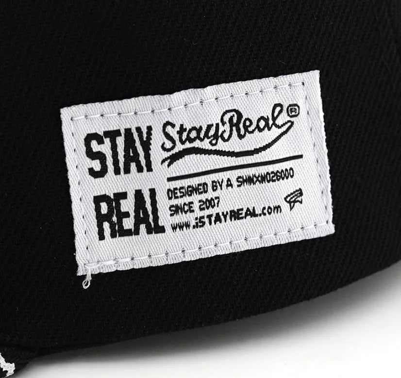 Cotton baseball cap with letter embroidery in SR White colour showing dome crown style