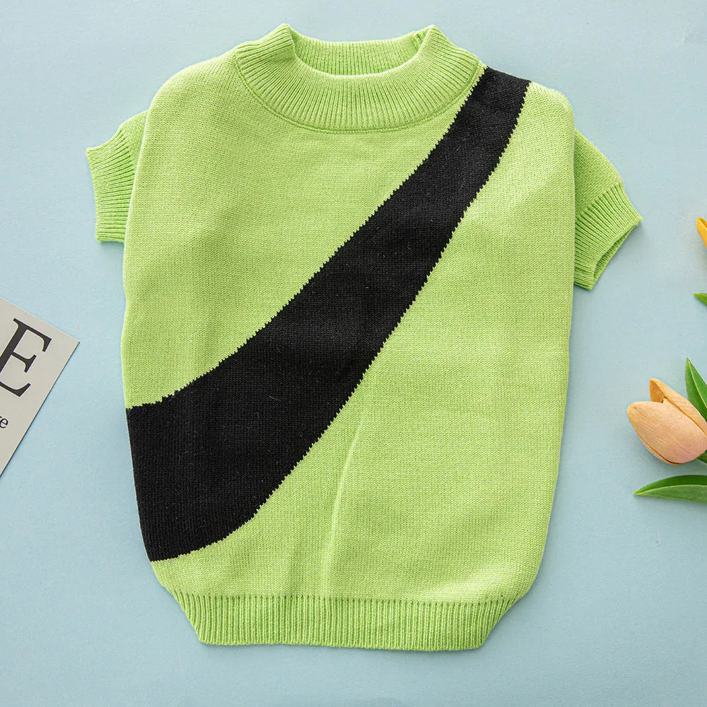 Wool blend pet sweater for dogs in black, orange red, pink, milky white, light green or sapphire blue