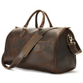Men's vintage leather crossbody bag showing genuine cowhide construction with substantial 48.3cm width