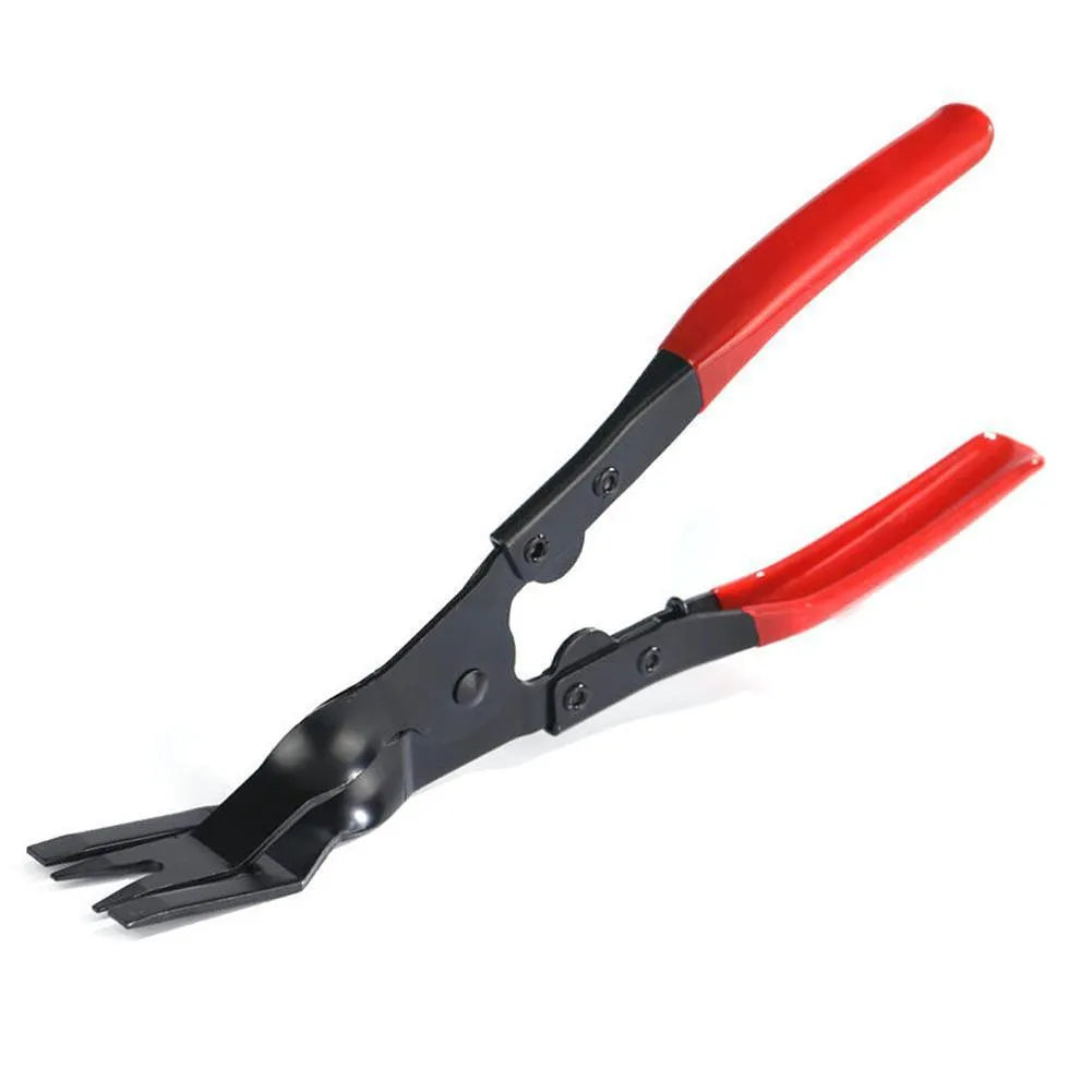 Steel car universal disassembly separator pliers with blue handles for removing interior clamps and door panels.