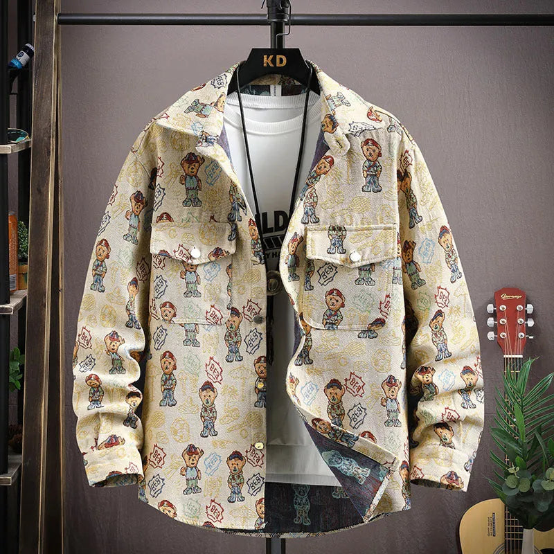 Casual lapel shirt coat in long sleeve design with straight hem, available in multiple colours