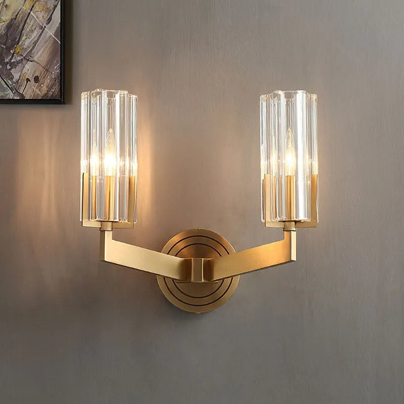 Copper wall lamp with Nordic minimalist design and adjustable single or double head configuration