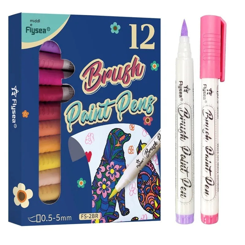 Set of soft-head gouache marker pens for hand painting and graffiti art in multiple colour configurations
