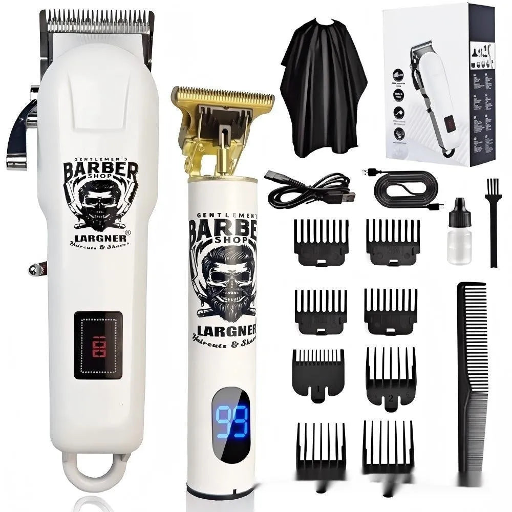 Rechargeable hair clipper set with stainless steel cutter head and USB charging cable