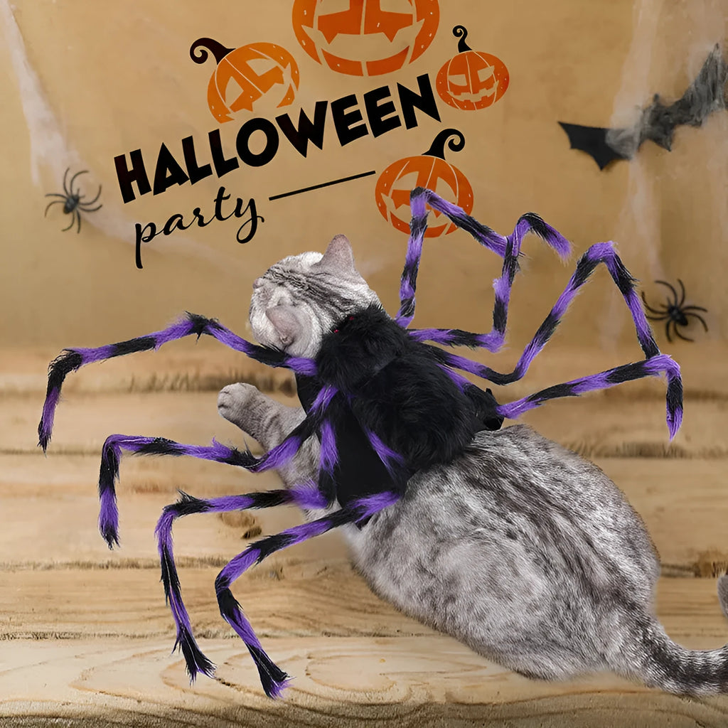 Halloween big spider costume for pet dog or cat in polyester material