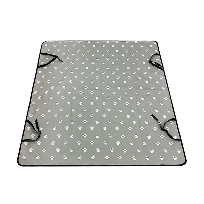 Car rear seat pet mat with water resistant isolation padding in dog bone print design