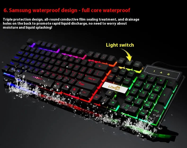 White mechanical gaming keyboard with glowing USB cable showing 104-key layout