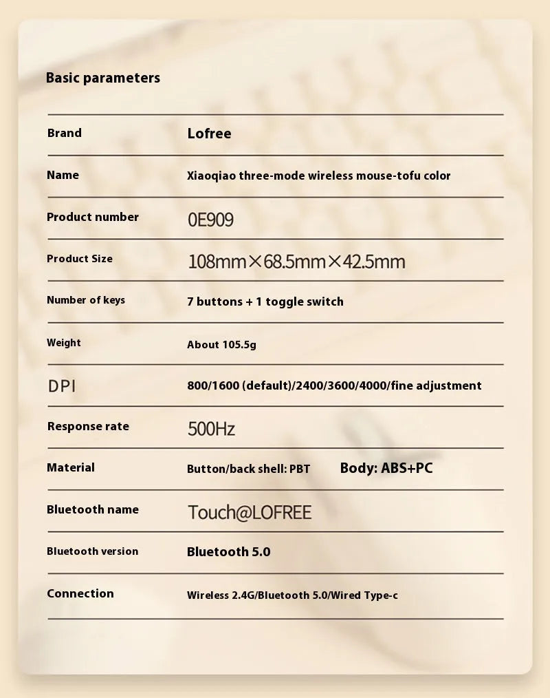 Xiaoqiao wireless computer mouse with 7 buttons and four-way roller in standard 100-120mm ergonomic design