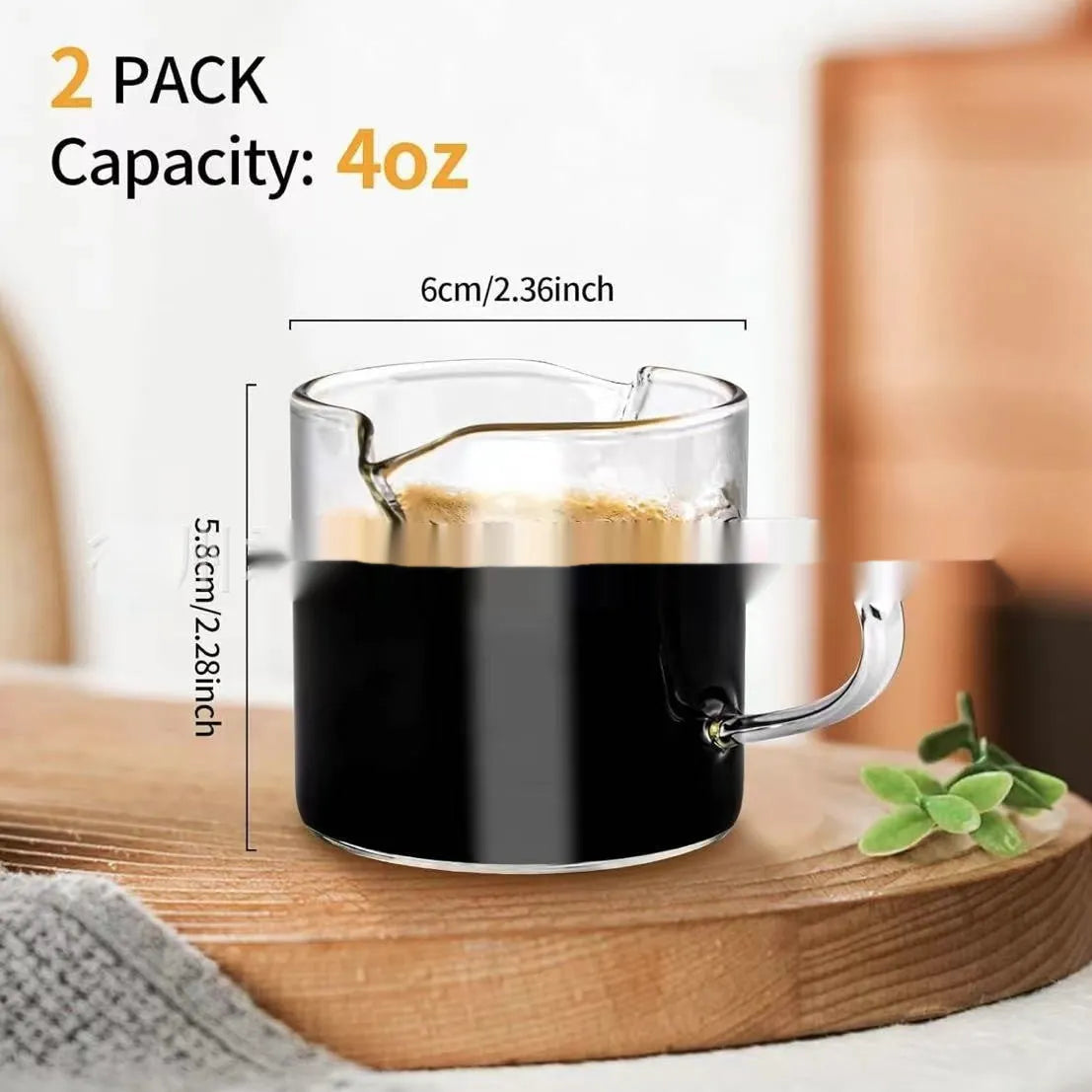 White double mouth transparent glass coffee cups in a set of two or four.