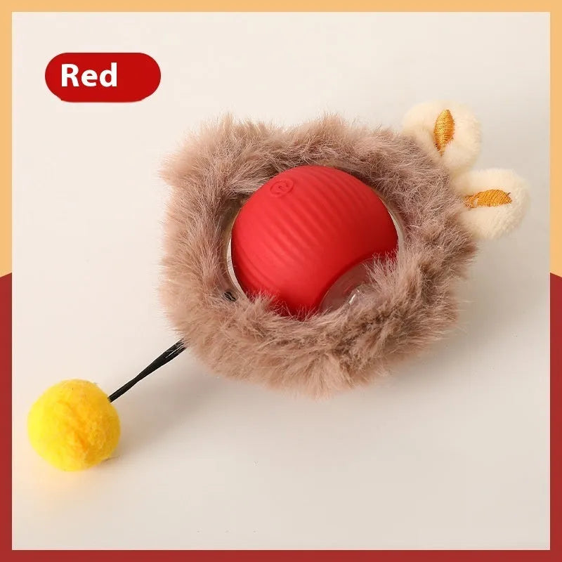 Self-moving silicone cat rolling ball toy in multiple colour options