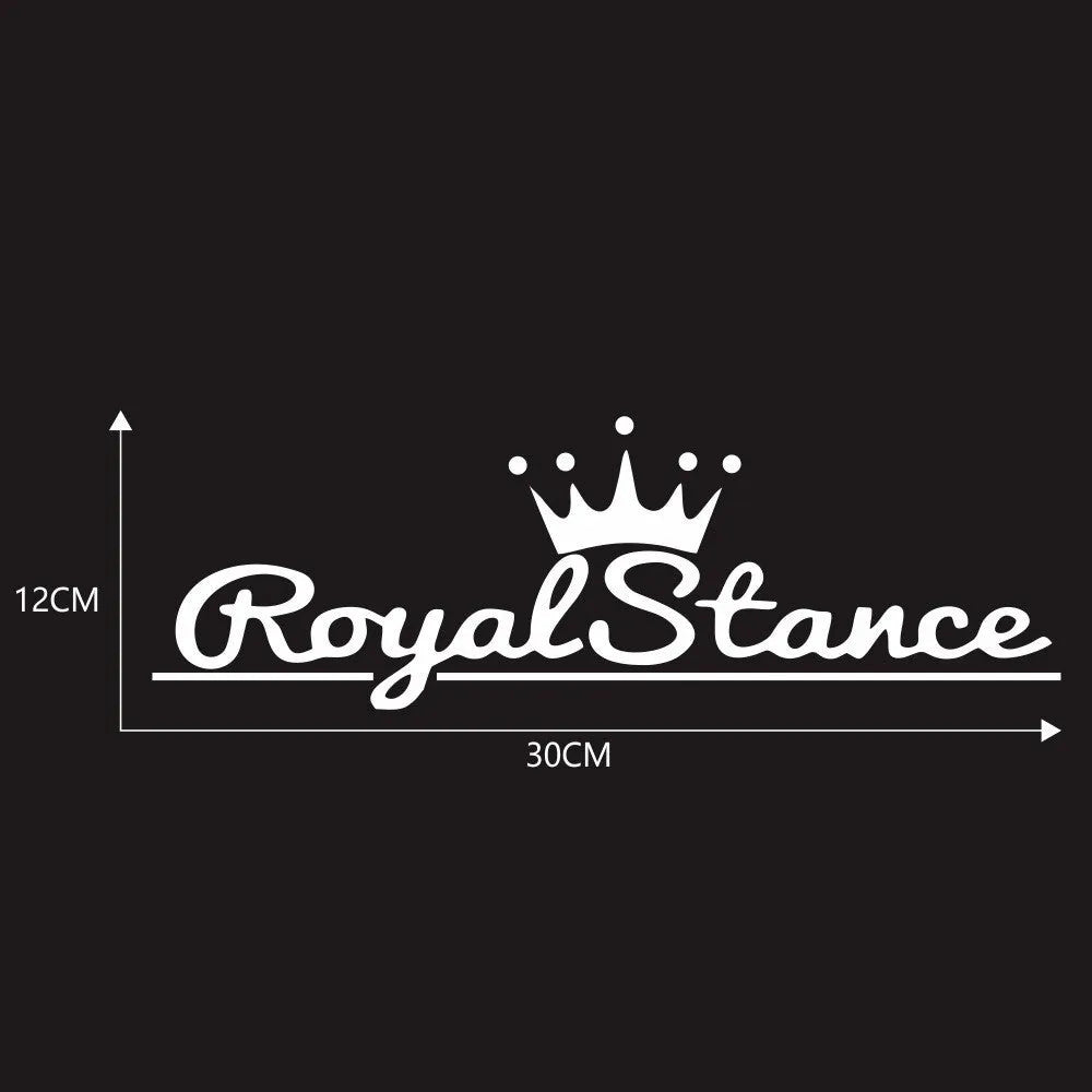 Colourful reflective crown design vinyl car sticker decal showing dimensions of 30cm by 12cm.