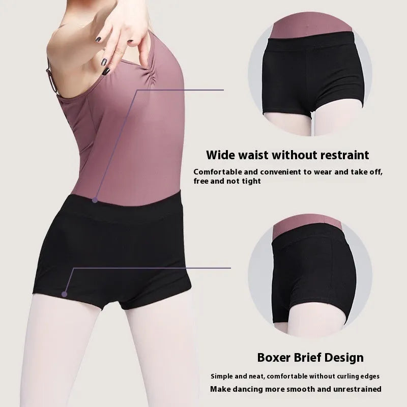 Black cotton women's dance practice shorts with elastic waistband