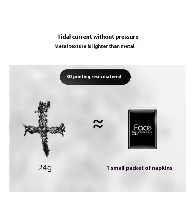 Gothic cross design hard resin cover for Apple AirPods Max headphones in silver colour