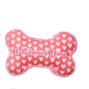 PP plastic pet plush molar toy in peach heart red colour with textured surface for dental cleaning