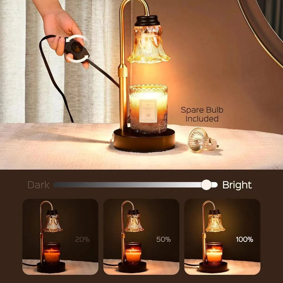 Bamboo lamp holder aromatherapy wax melting lamp with international voltage compatibility 110-220V