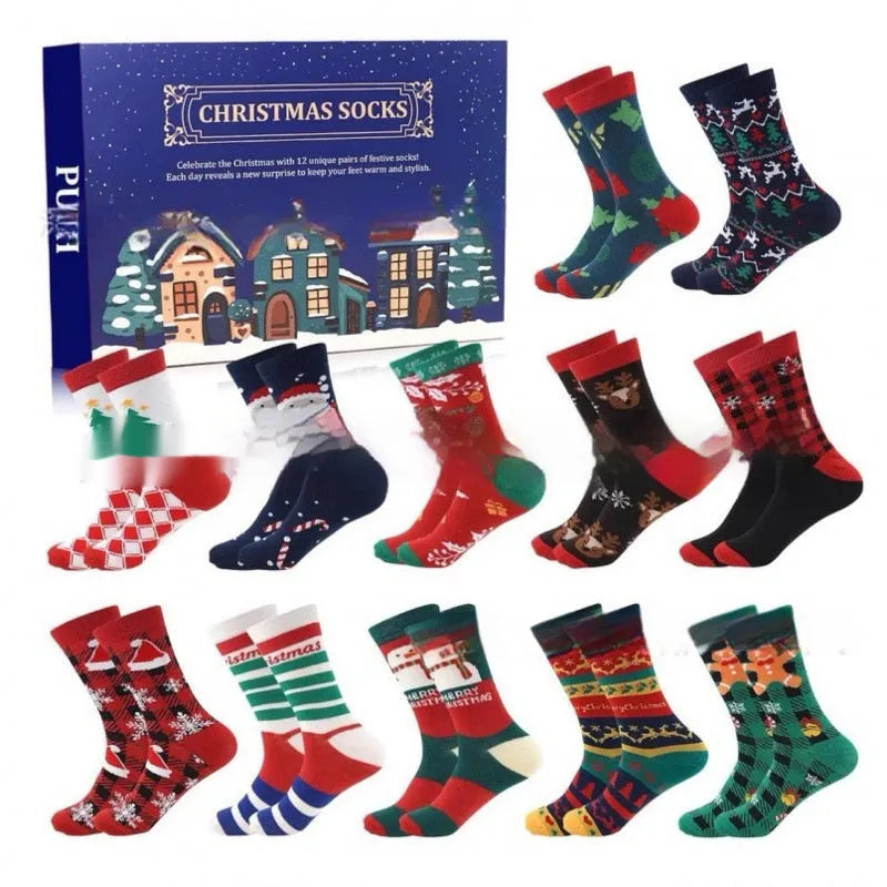 Miniature resin Christmas stocking ornament from a blind box, showing one of seven possible colour-coded styles for festive decor.