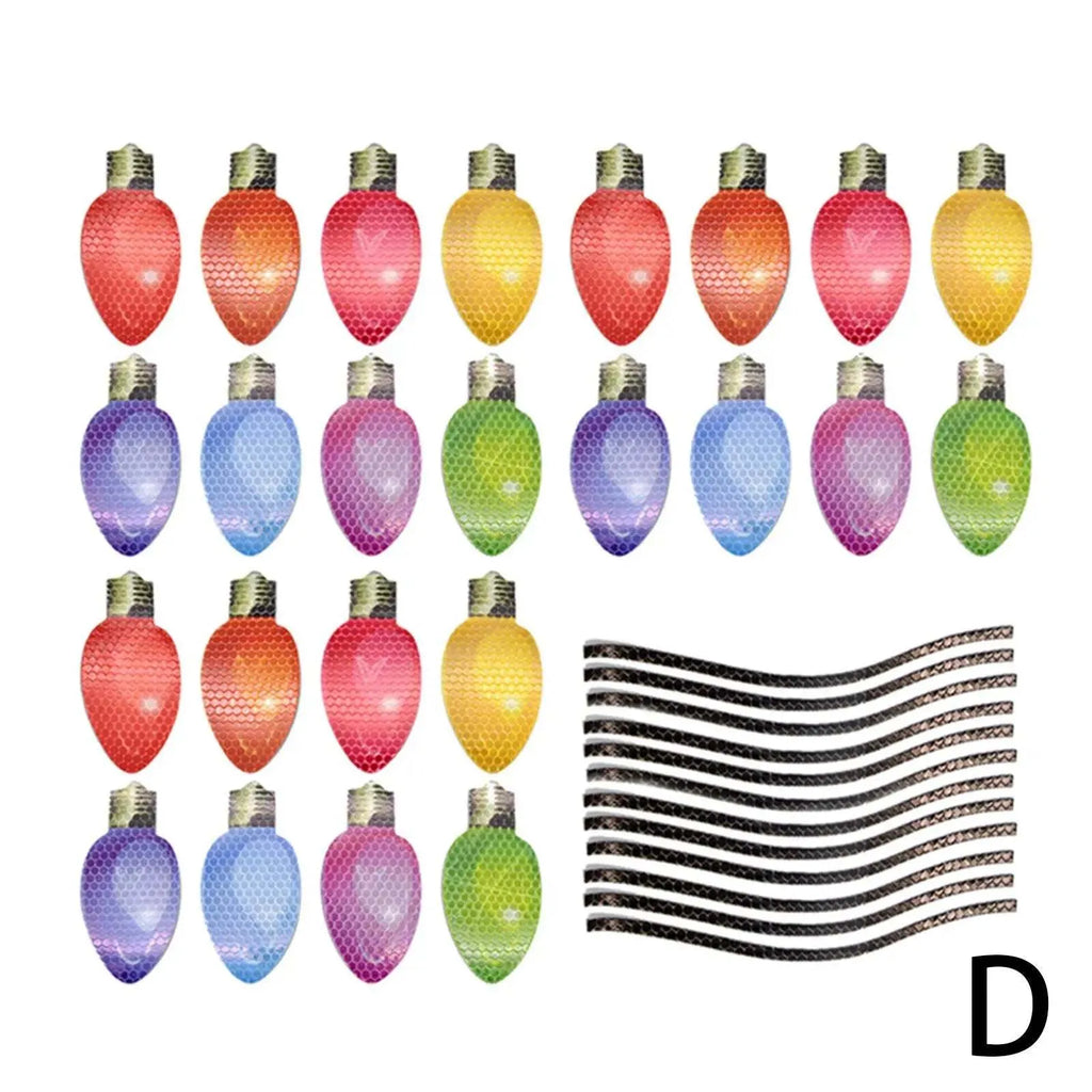 Christmas reflective magnetic light bulbs set with white honeycomb material and magnetic backing