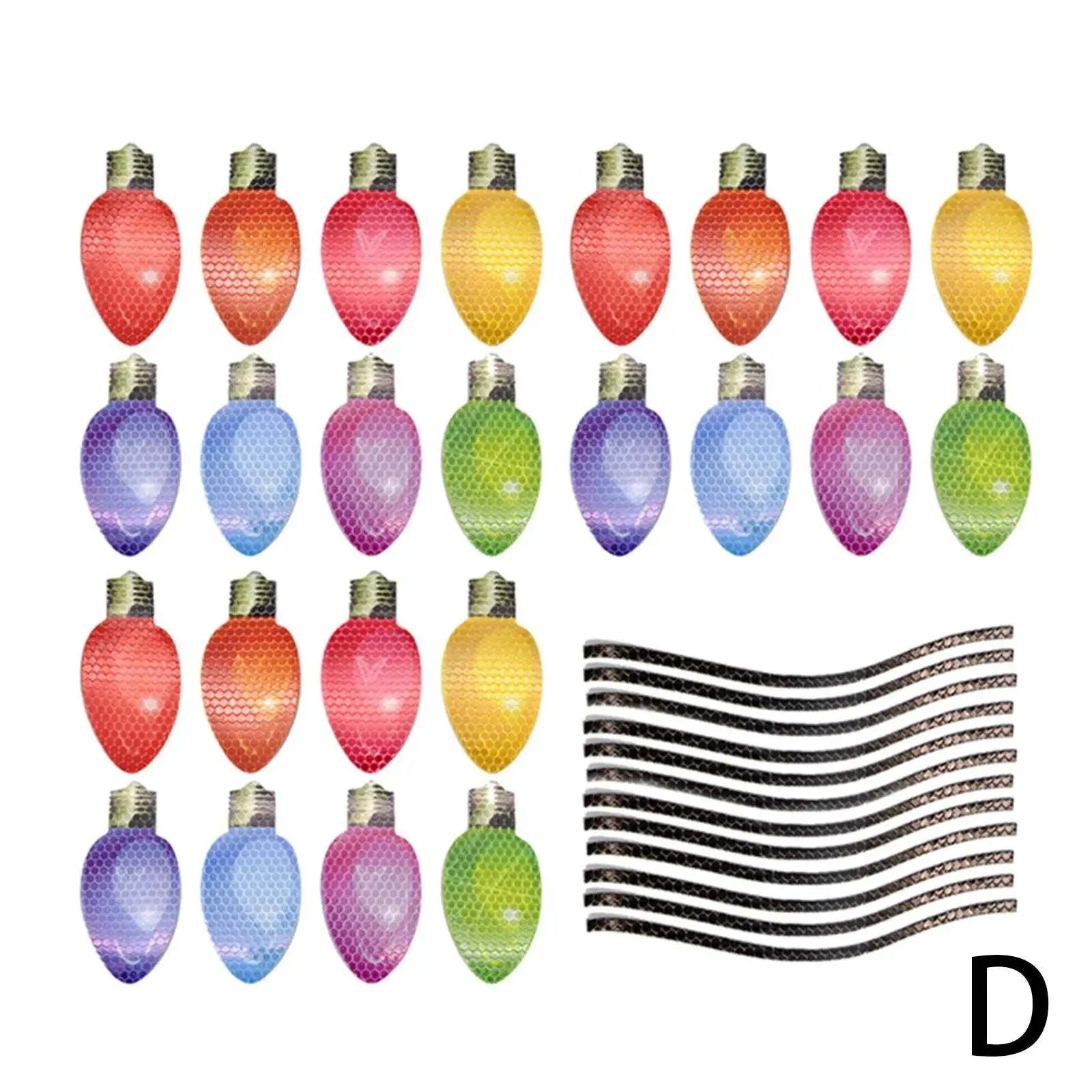 Christmas reflective magnetic light bulbs set with white honeycomb material and magnetic backing