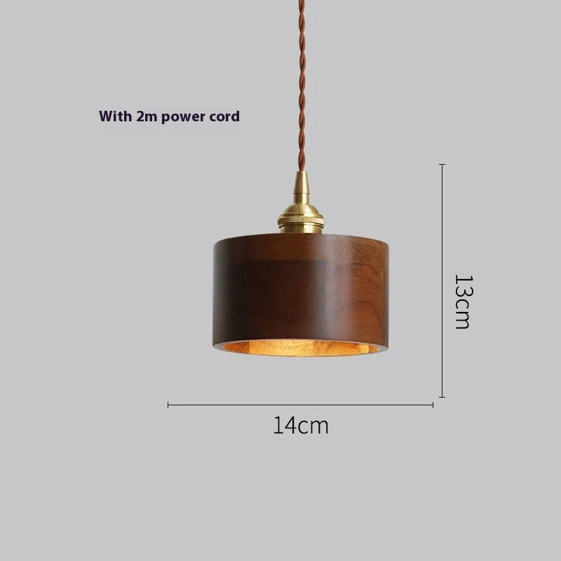 Single-head black walnut and copper droplight chandelier with a leisure window design