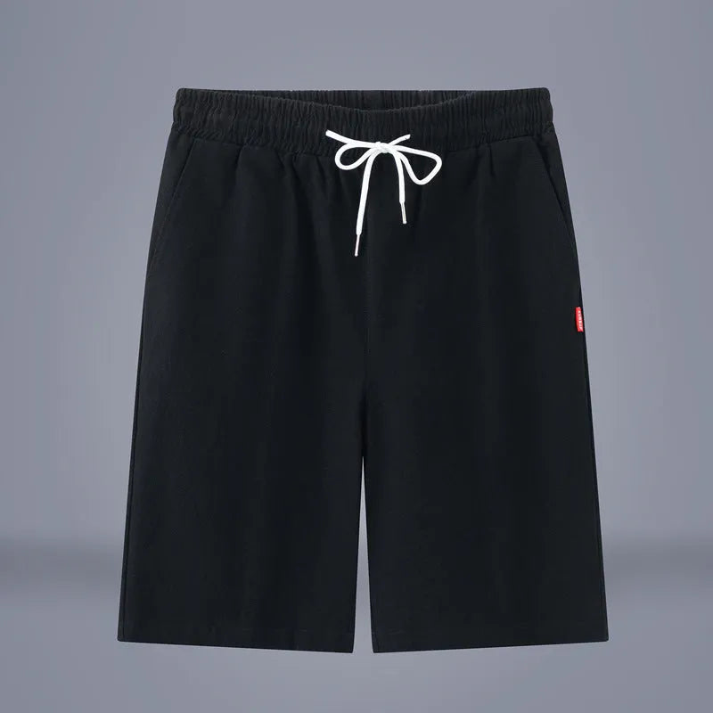 Casual cropped trousers in cotton-linen fabric with a drawstring waist, shown in a solid colour.