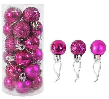 3cm diameter Christmas ball decorations in multiple colours including gold, red and silver