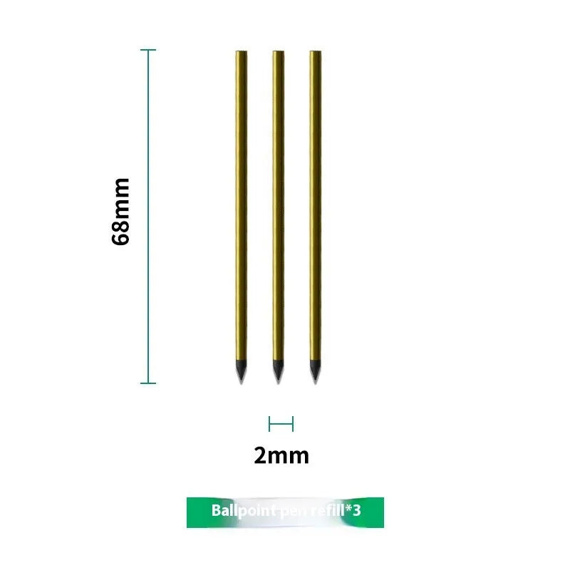 Loose leaf spiral notebook paper refill with 64 pages, metal pen core, and nine ballpoint, pencil, and plastic refills