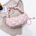Women's casual nylon underarm shoulder bag in beige with adjustable strap, showing 35cm width