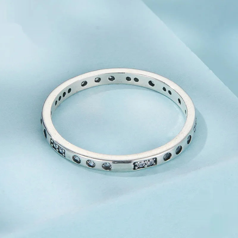 Women's silver I Love You ring with moss password inscription and oxidized black finish