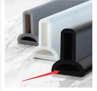 Flexible silicone bathroom water blocking strip in white, black, and grey colours showing 30mm width dimension