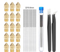 MK8 brass alloy nozzle and stainless steel cleaning pin for 3D printer maintenance