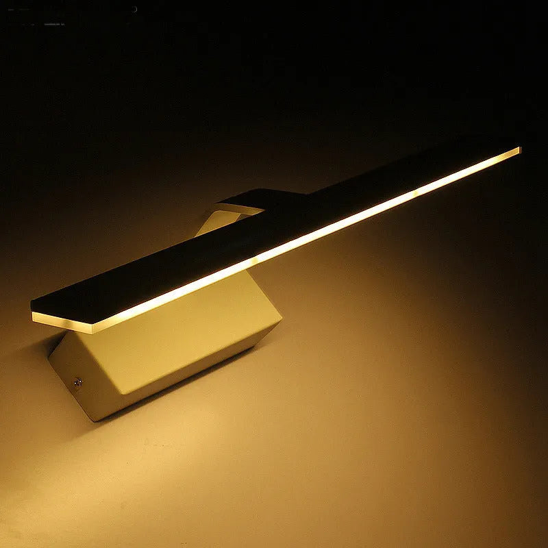 White rectangular LED mirror headlight with three colour light settings for bathroom or makeup use