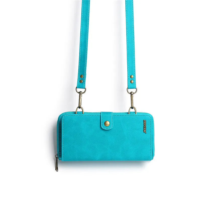 Detachable wallet backpack phone case with leather flip cover for iPhone and Samsung devices
