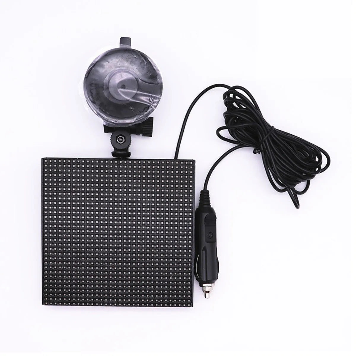 Bluetooth wireless LED car display screen with aluminium frame showing colourful animation