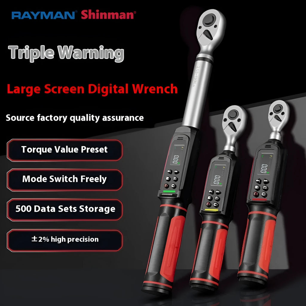 Digital display torque wrench with chrome-vanadium steel construction and electroplated finish