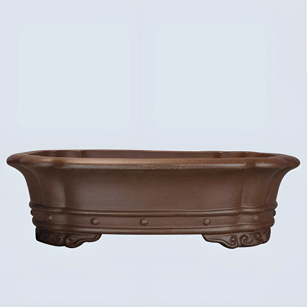 Purple clay handmade rectangular begonia flower pot with classical antique design