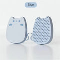 Sponge silicone pet comb brush in blue colour with two bristle types for cat and dog grooming