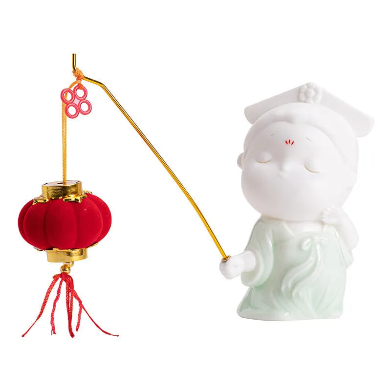 Ceramic female court attendant incense burner decoration in cute fresh style ornament