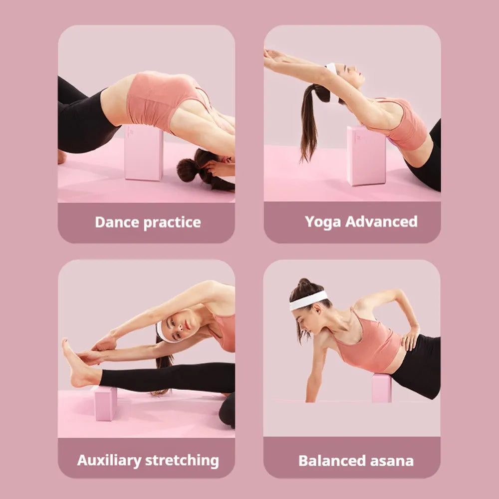 Solid colour EVA foam yoga block with ridged surface, measuring 23cm long
