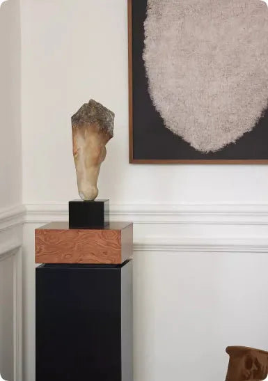 French retro style abstract horse head desktop sculpture with carving surface finish