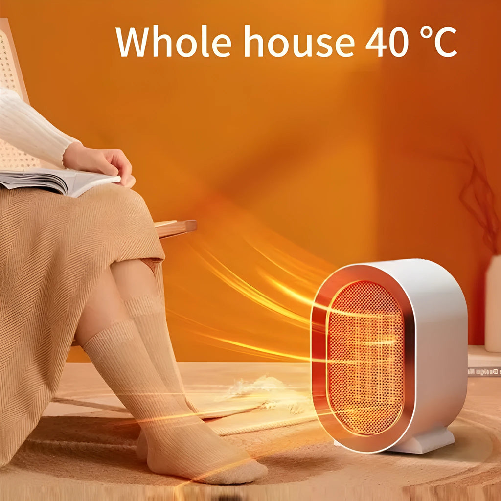 Portable desktop electric heater with PTC ceramic heating element in choice of colours
