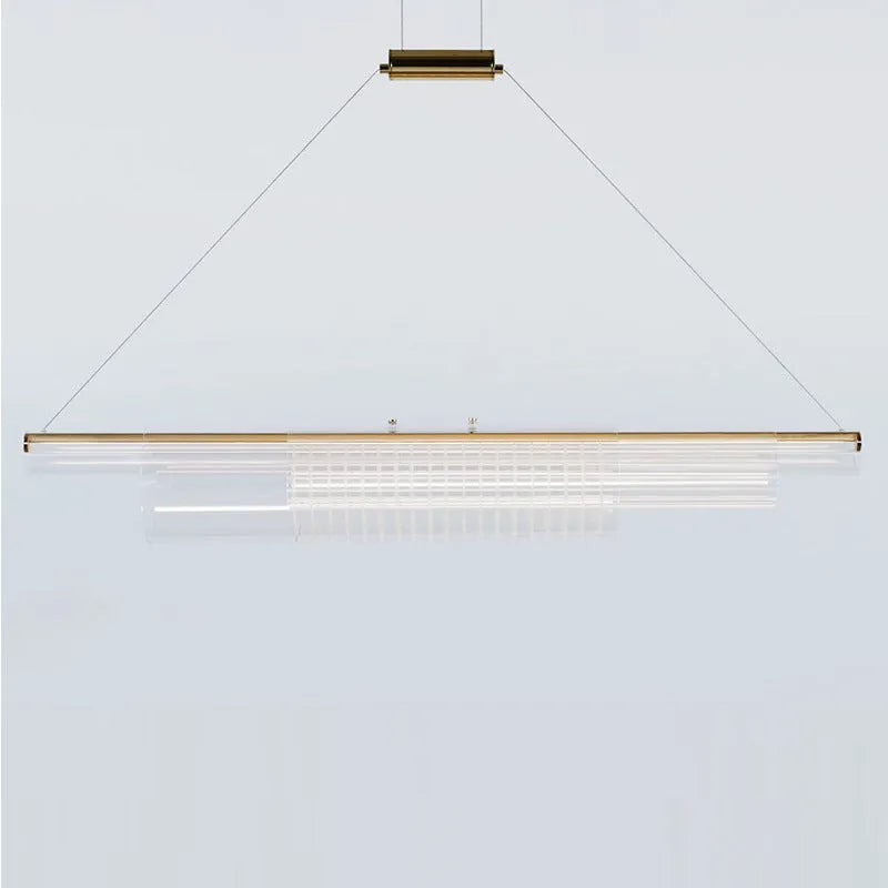 Modern glass pendant lamp with iron body in three length options