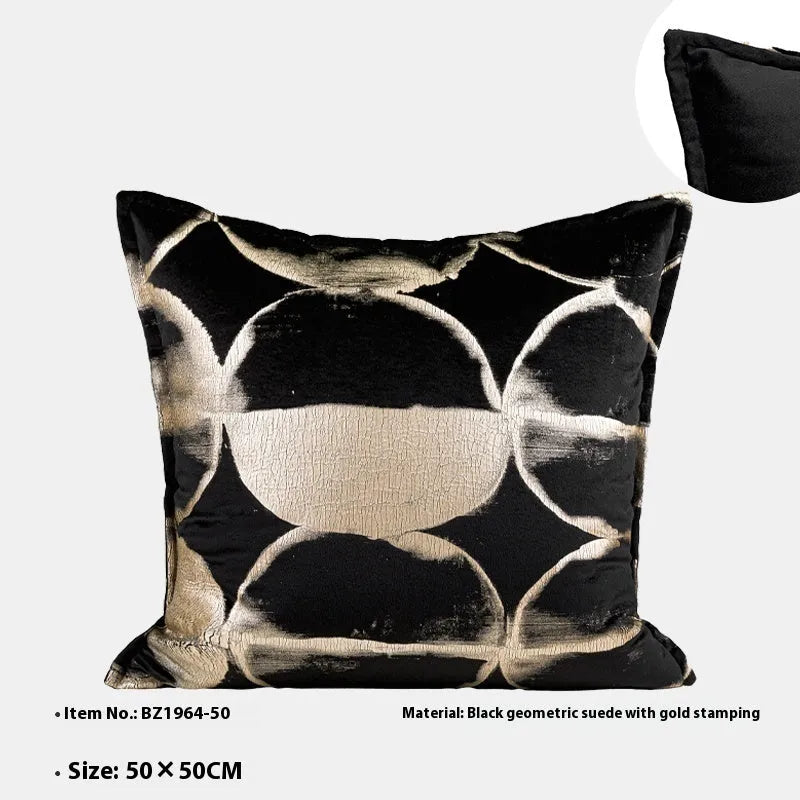 Black gold abstract flannel pillowcase with bronzing finish in square and waist shapes