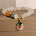 Ice jade women's bracelet with pearl accents and Xiangyun peace jade buckle design